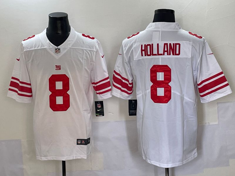 Men 2025 New York Giants #8 Holland White Second generations Nike Limited NFL Jersey style 1